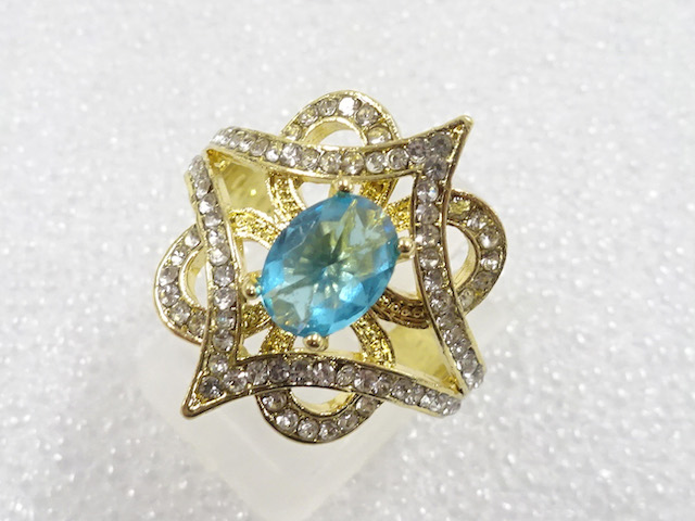 JAPANESE KIMONO / ANTIQUE COLORED STONE RING (SIZE 18)